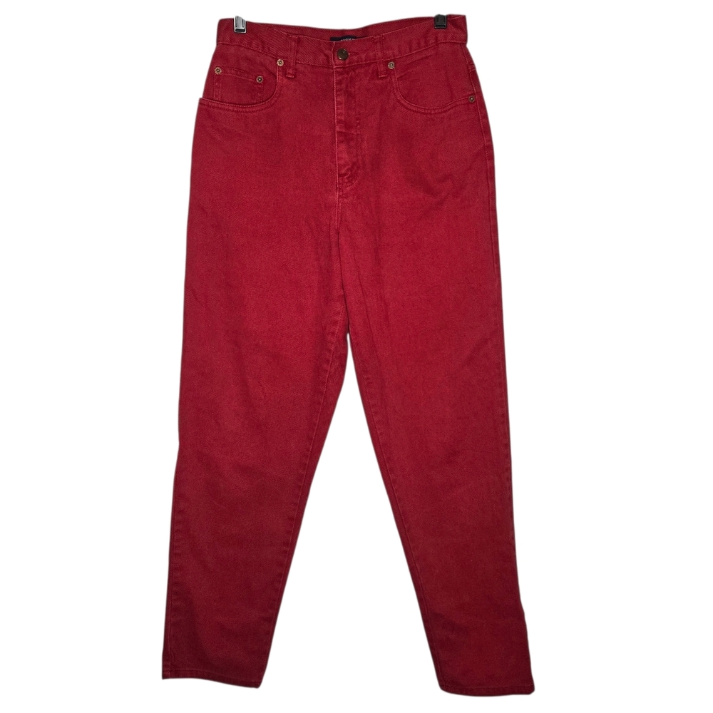 Bill Blass Vintage 90s‎ Red Easy Fit Mom Jeans Size 8 Taper Leg High Rise Cotton